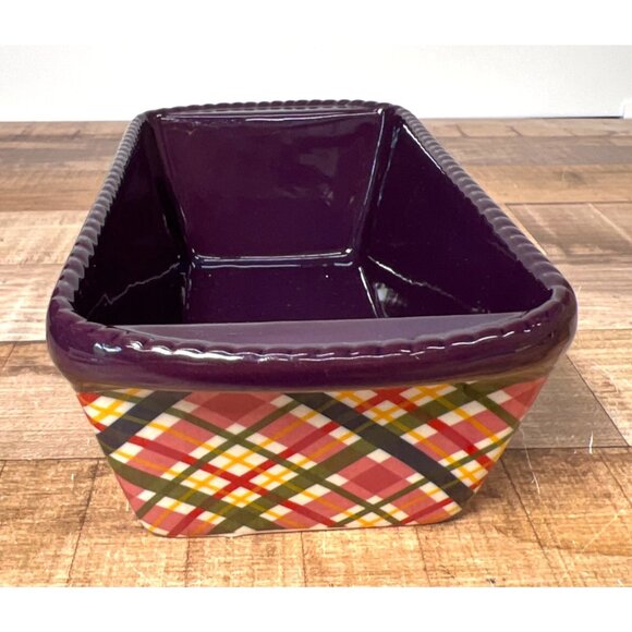 Temptations Rectangular Baking Dish Purple & Plaid Design Oven & Dishwasher Safe - Picture 2 of 6